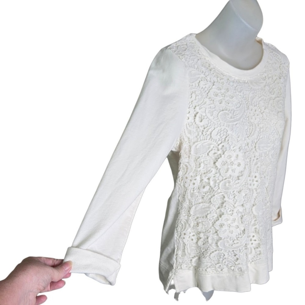 Lands End Womens Romantic Lace Top Size XS Cottagecore Coquette Feminine Soft - Picture 4 of 8